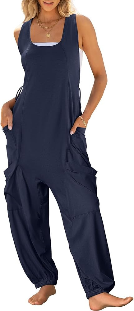 ANRABESS Women Overalls Jumpsuits Loose Casual Dressy Sleeveless Baggy Harem Pants Romper Jumpers... | Amazon (US)
