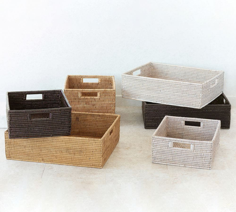 Tava Handwoven Rattan Rectangular Storage Basket | Pottery Barn (US)