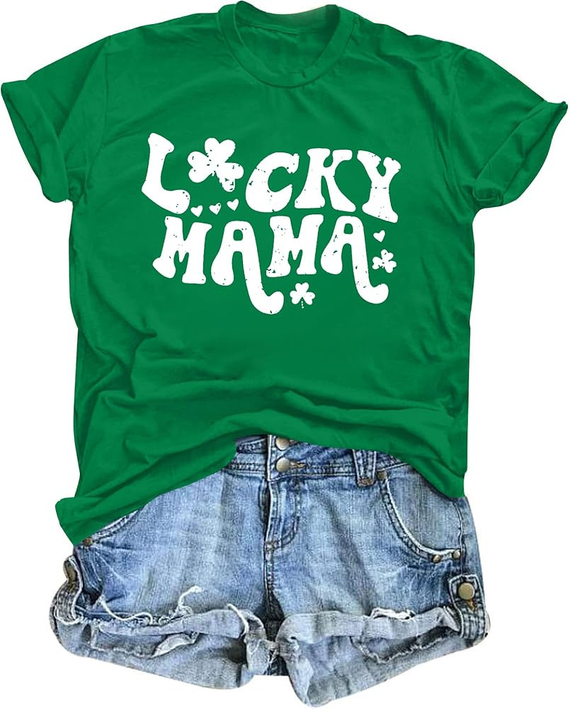 VILOVE St Patricks Day Shirt Women Lucky Mama Tshirt Cute Clover Graphic Short Sleeve Shamrock Te... | Amazon (US)