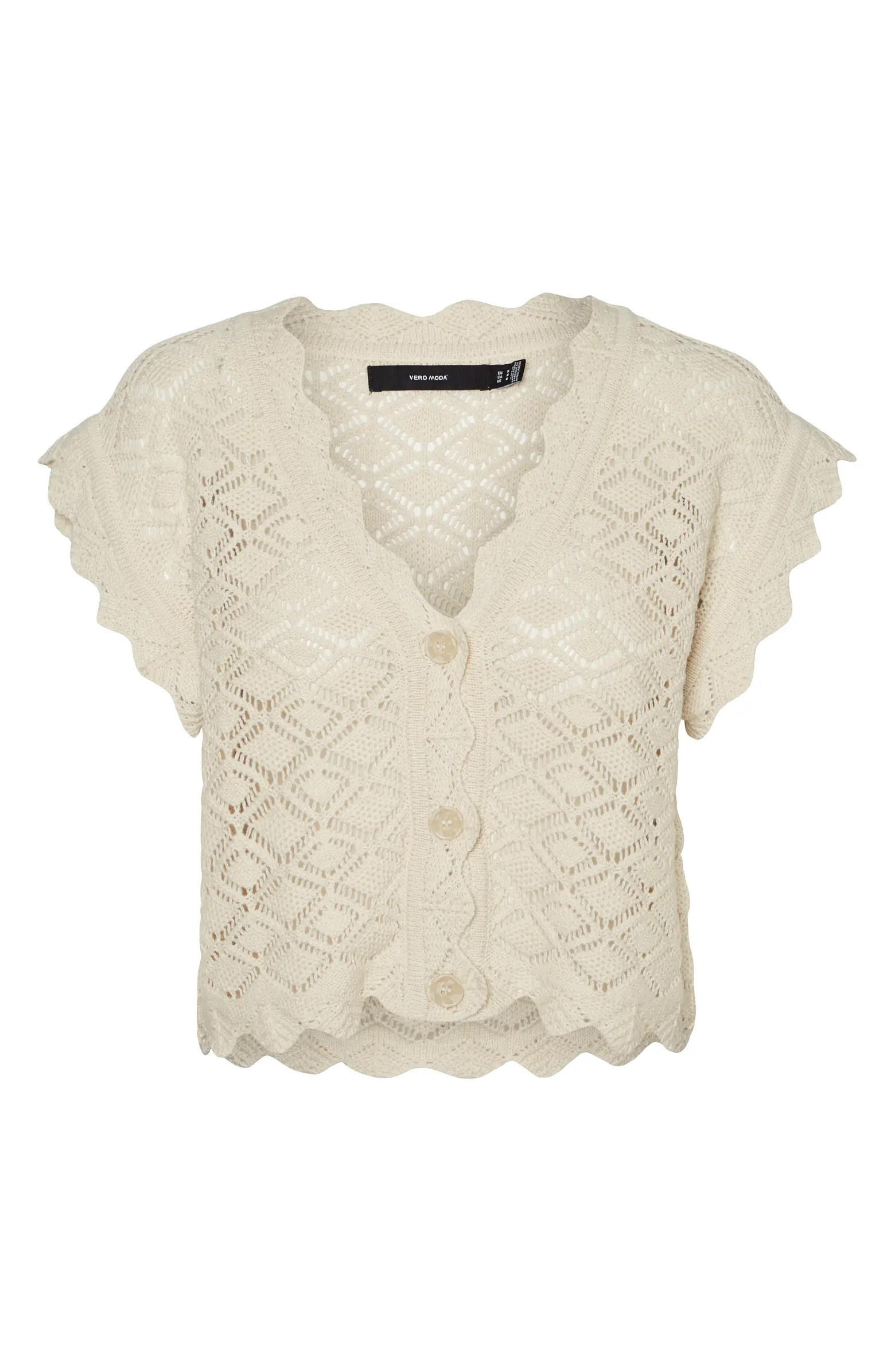 VERO MODA Celia Pointelle Crop Cardigan | Nordstrom | Nordstrom