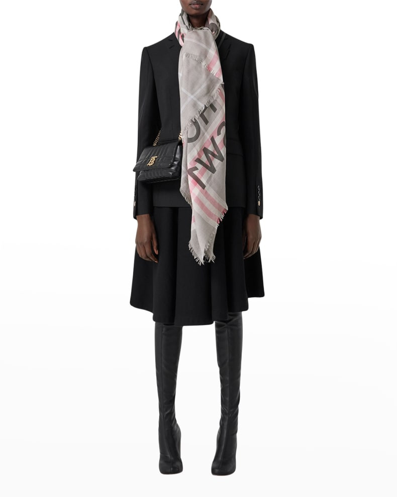 Burberry Horseferry-Print Giant Check Wool-Blend Scarf | Neiman Marcus