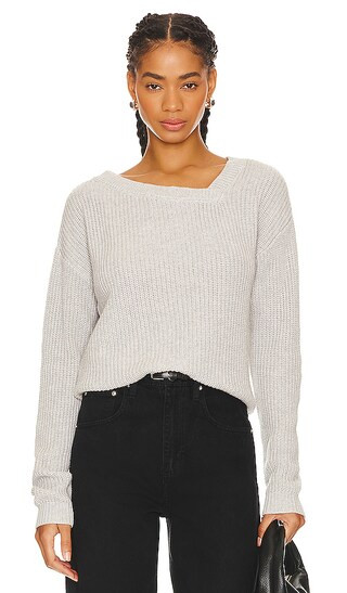 Asymmetric Neck Sweater in Heather Gray | Revolve Clothing (Global)