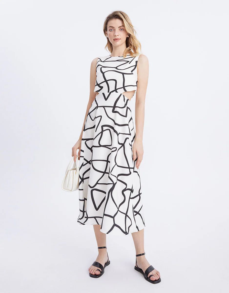 Abstract Graffiti Print Cut Out Sleeveless Dress (SELECT SIZES FOR PRE-ORDER) | Urban Revivo