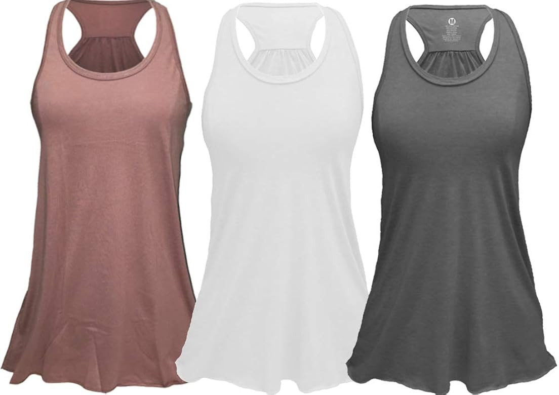 Flowy Racerback Tank Top, Regular and Plus Sizes, Pack of 3 | Amazon (US)