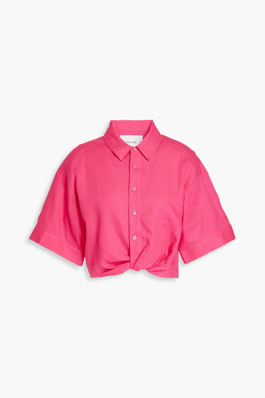 Cropped twisted linen-blend shirt | The Outnet (US and CA)