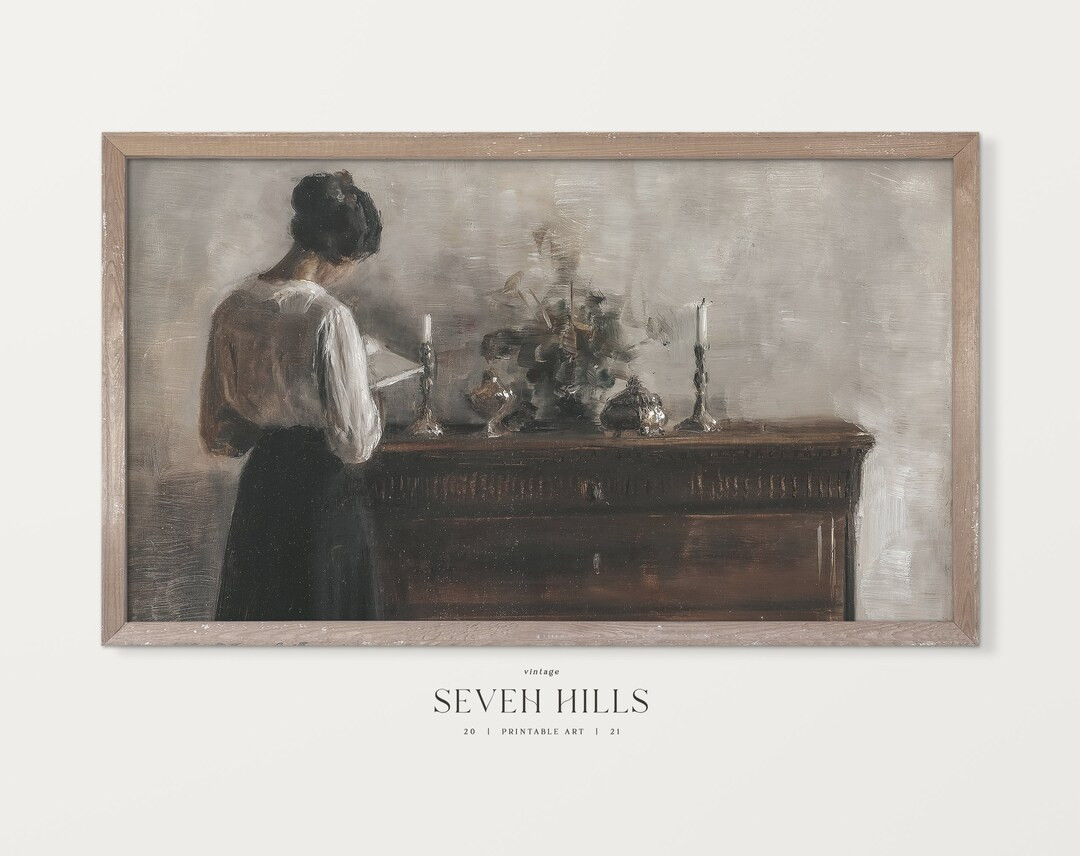 Moody Woman Samsung Frame TV Oil Painting, Vintage Girl TV Art, Antique Home Decor TV187 - Etsy | Etsy (US)