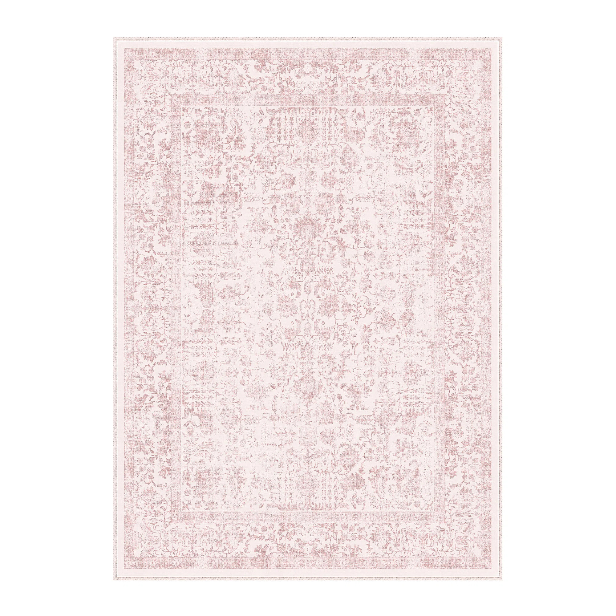 Kitty Machine Washable Vintage Area Rug With Non-Slip Backing | Wayfair North America