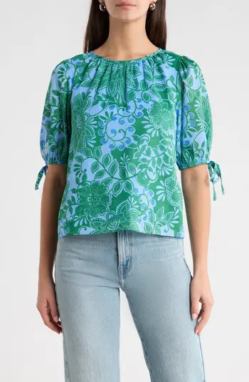 Tressa Floral Kareli Puff Sleeve Top | Nordstrom