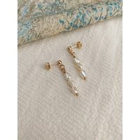 Freshwater Pearl Earrings, Dainty 14K Gold Filled Drop Small Dangly Wedding Jewelry, Gianna | Etsy (US)