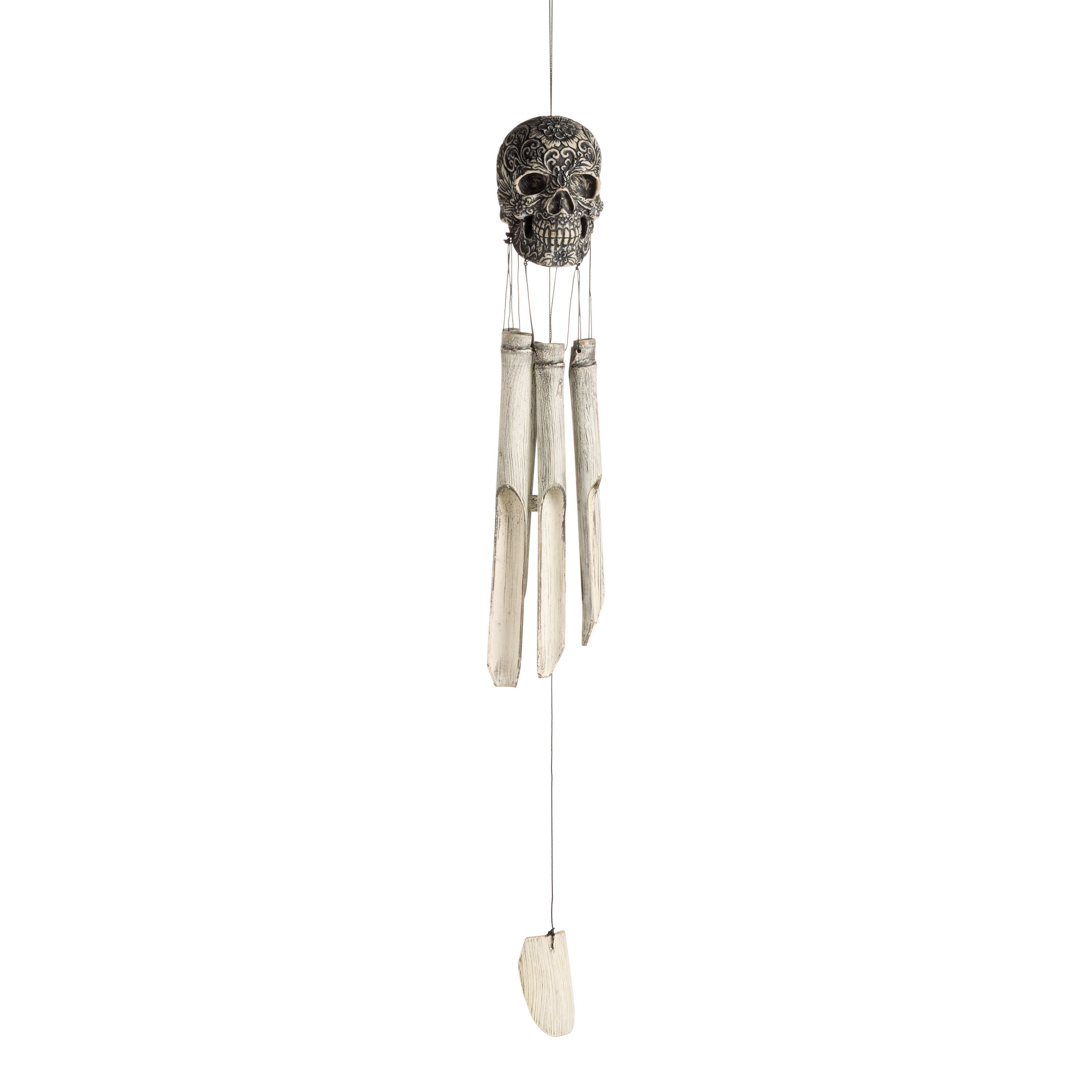 Bamboo and Resin Carved Skull Wind Chime | World Market
