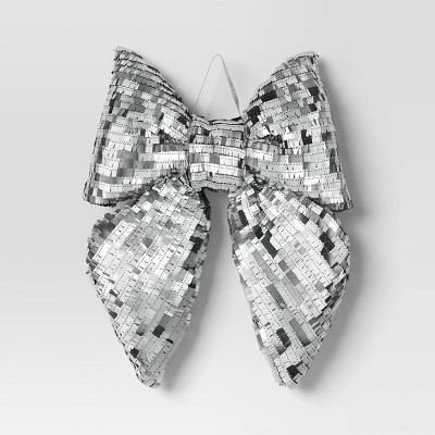 16" Christmas Jumbo Sequin Bow Wall Decor Silver - Wondershop™ | Target