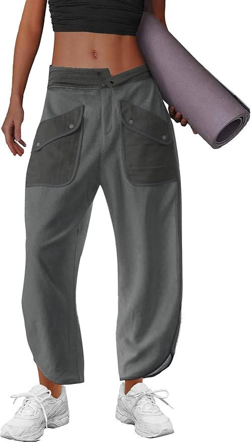 LAMISSCHE Oversized Barrel Lounge Pants Women Wide Leg Sweatpants with Pockets Baggy Cropped Pant... | Amazon (US)