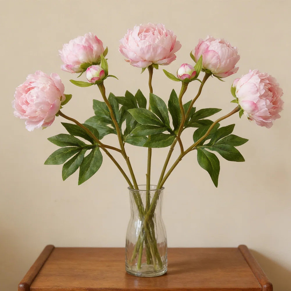 5PCS Realistic Artificial Peony Flowers, 18.5 Inch Fake Peonies Flowers With Long Stem For Vase A... | Wayfair North America
