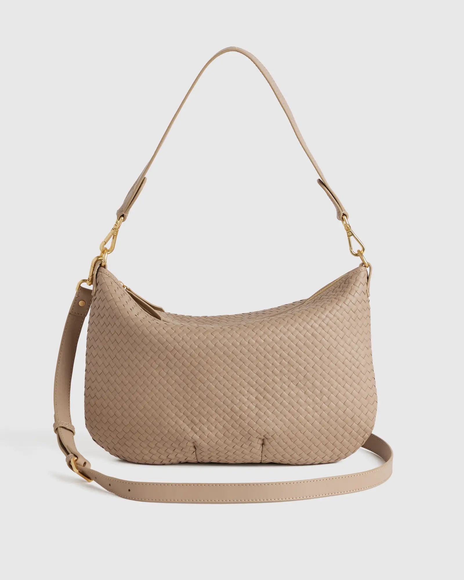 Italian Leather Convertible Crescent Handwoven Shoulder Bag | Quince