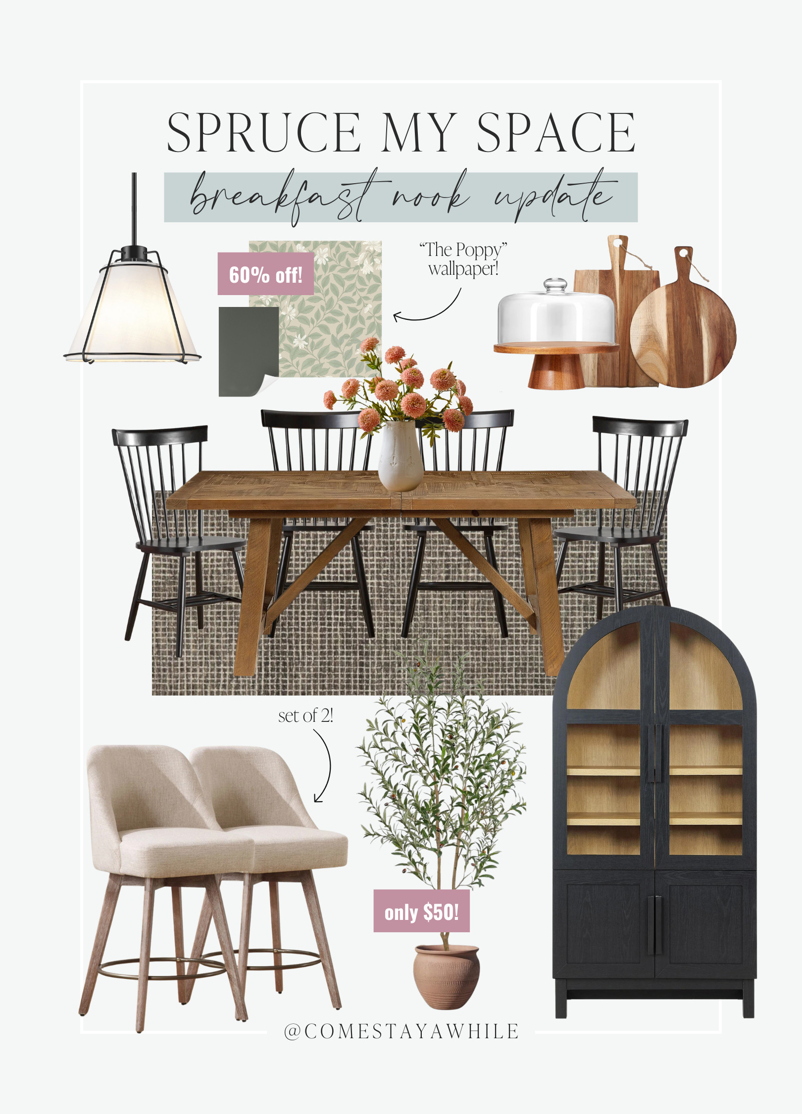 Shop modern farmhouse dining room furniture and decor! 

Update your dining room with these affordable pieces from Wayfair, Walmart and Amazon 😍

This week on Spruce My Space I showed you how to elevate your breakfast nook with wallpaper and paint! Follow along for weekly room transformation inspiration!

Dining Room | Breakfast Nook | Kitchen | Spruce My Space

Come Stay Awhile, Amanda Vernaci 

 #LTKHome