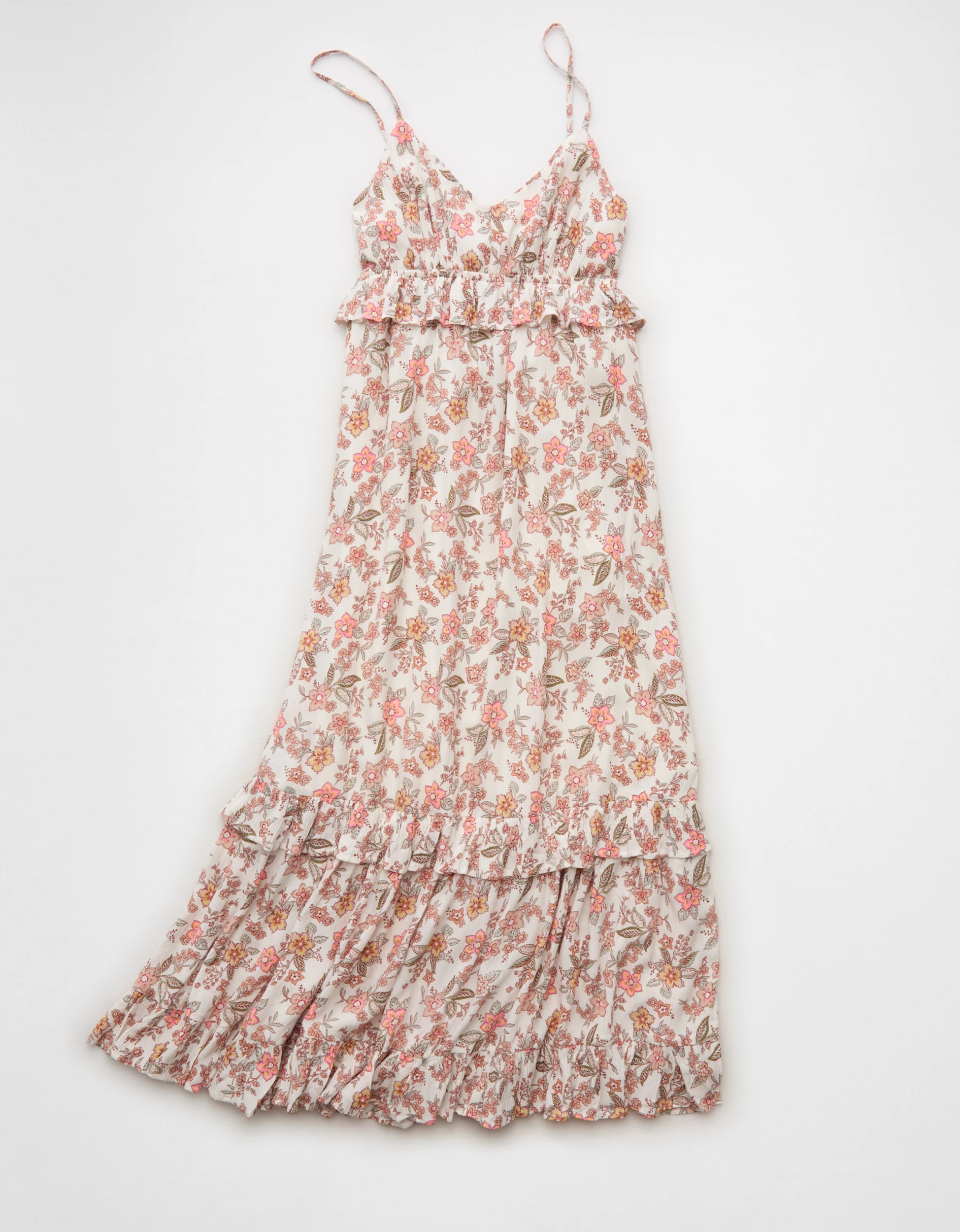 AE V-Neck Ruffle Midi Dress | American Eagle Outfitters (US & CA)
