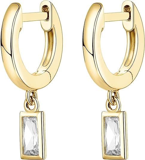 PAVOI 14K Gold Plated S925 Sterling Silver Post Lightweight Drop/Dangle Huggie Earrings for Women... | Amazon (US)
