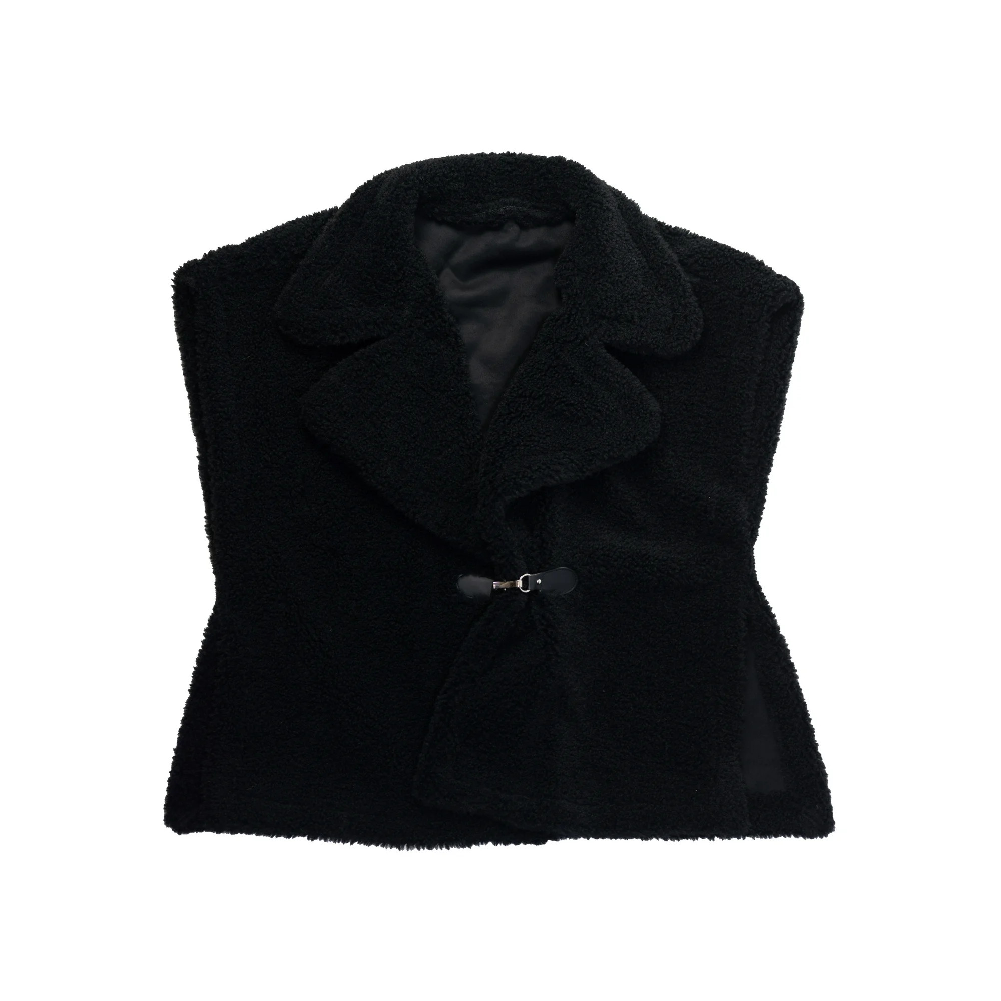 Time and Tru Womens Faux Shearling Vest, Black | Walmart (US)