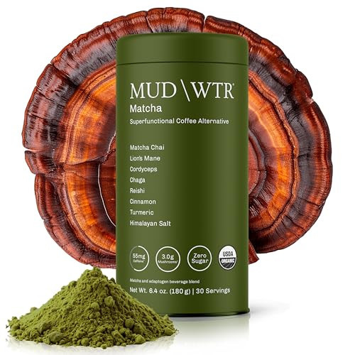 MUDWTR Mushroom Matcha Powder | 3,000mg of Adaptogenic Mushrooms | Japanese Matcha Powder Blend | USDA Organic | Energy, Focus & Immunity Support | Lion's Mane, Chaga, Reishi, Cordyceps | 30 Servings | Amazon (US)