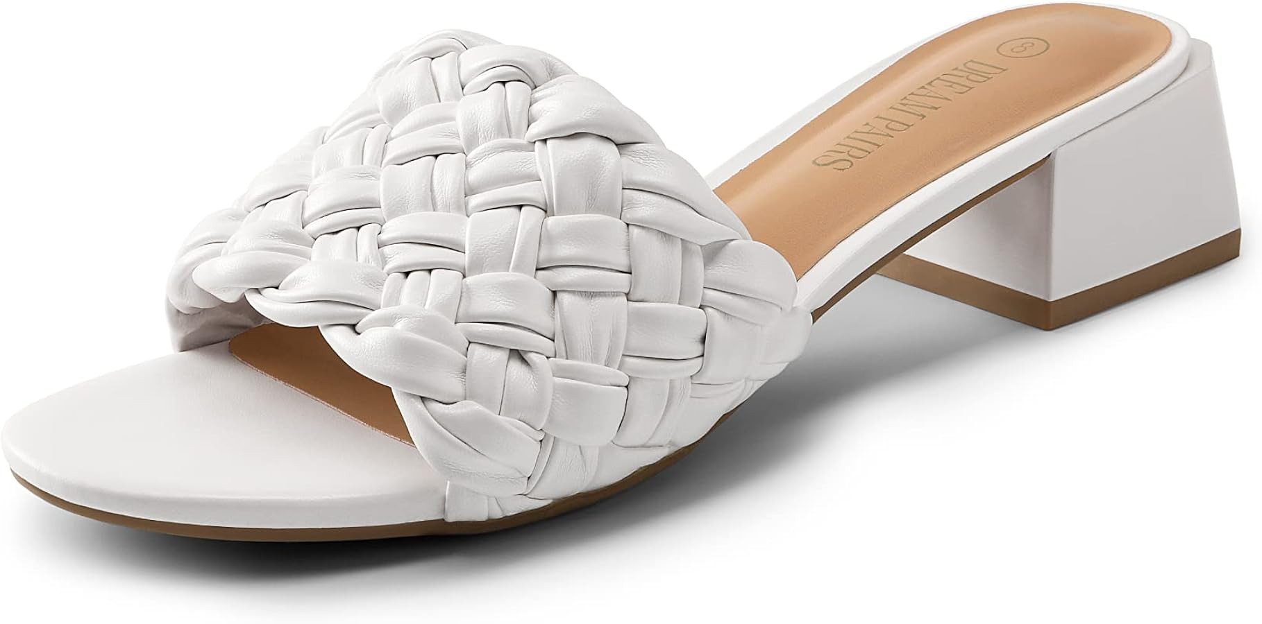 DREAM PAIRS Women's Braided Heels Open Toe Slip On Low Block Chunky Dressy Slide Sandals | Amazon (US)