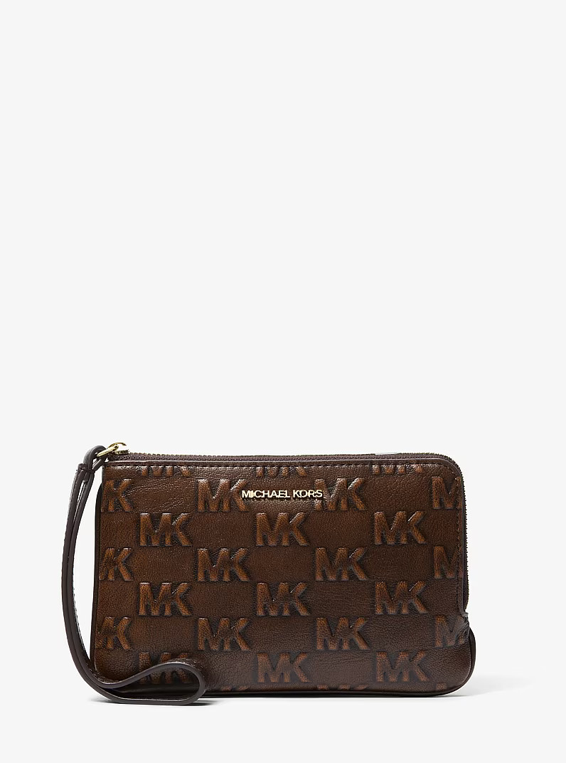 Jet Set Travel Small Burnished Logo Embossed Wristlet | Michael Kors US