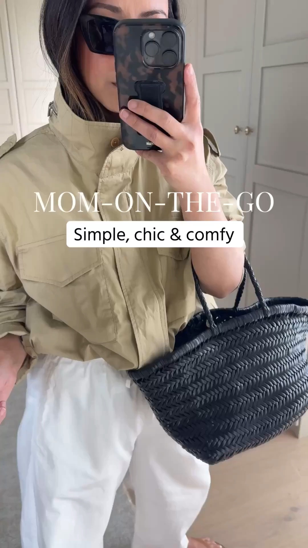 Super simple mom-on-the-go outfit. Love a chic jacket like this so you can throw and go. 

Madewell jacket xs - runs big, you can size down. 
Gap barrel petite xs
J.crew boxy tee medium
Black Suede Studio sandals 35/36
Dragon Diffusion triple jump bag 
YSL sunglasses 
Electric Picks earrings
Dorsey James necklace 15”

summer outfits, summer style, petite style

#LTKmomlife #LTKootd #LTKPetite