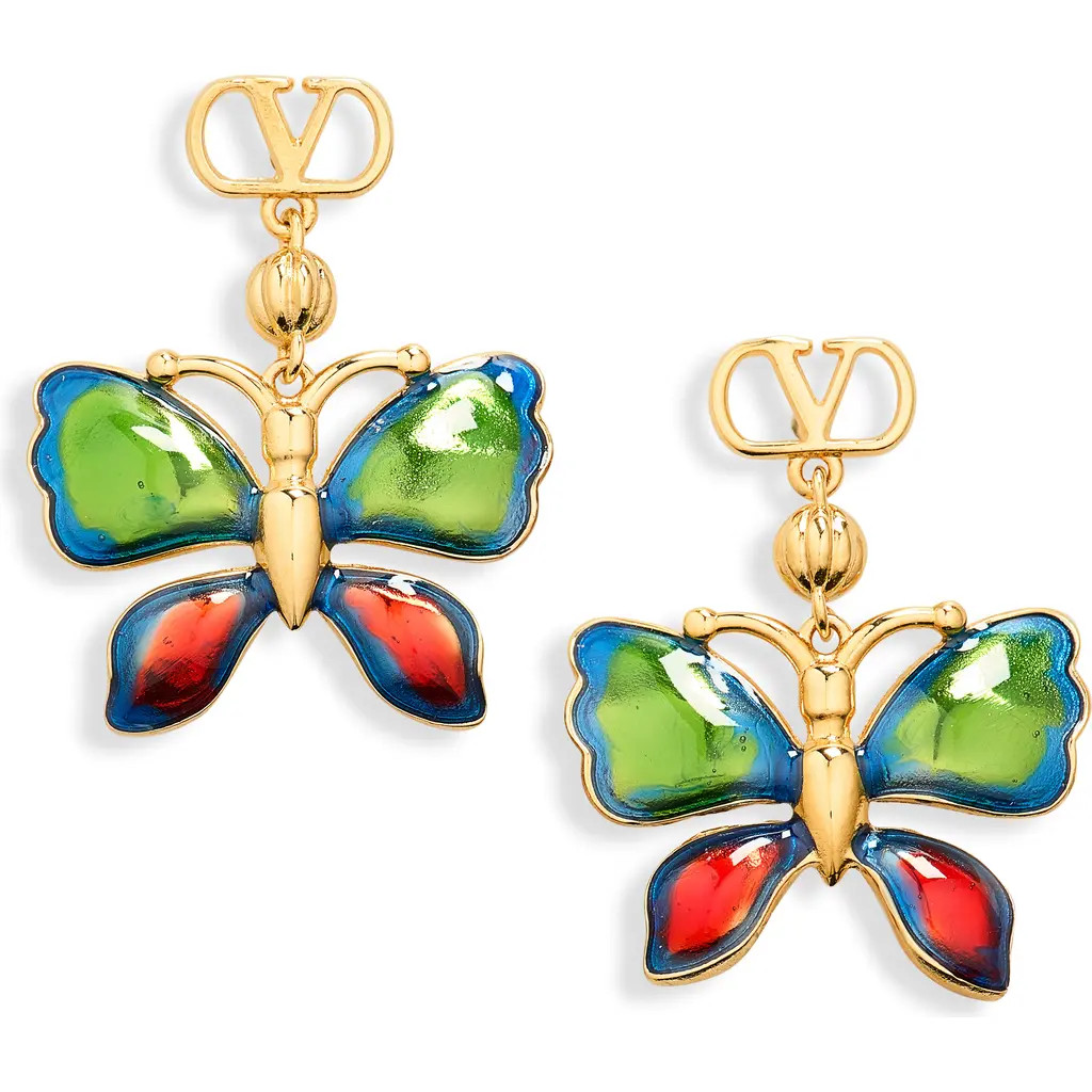 Valentino Garavani Enamel Butterfly Earrings in Gold at Nordstrom | Nordstrom