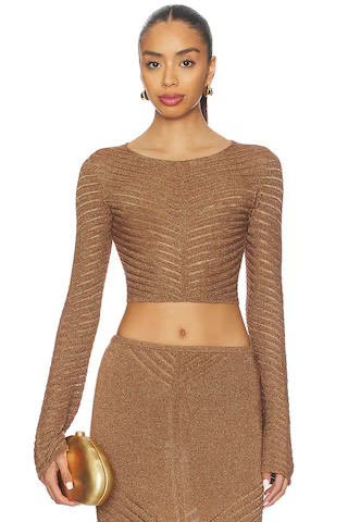 DEVON WINDSOR Raya Metallic Top in Truffle from Revolve.com | Revolve Clothing (Global)
