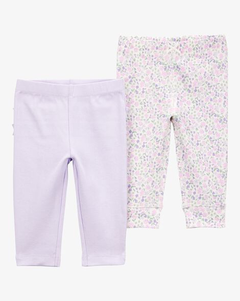 Baby Girl 2-Pack Floral Pull-On Pants - Purple | Carter's Inc