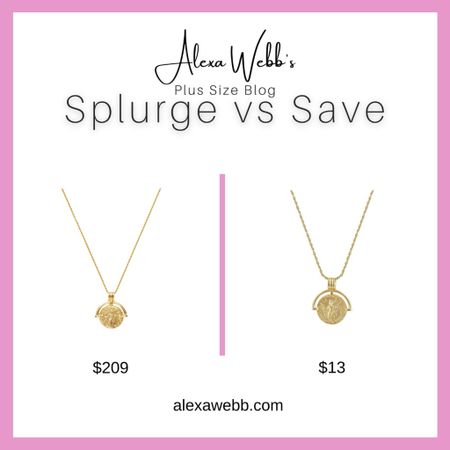 Gold Coin Necklace: Splurge Vs Save by Alexa Webb #plussize

#LTKPlusSize #LTKOver40 #LTKStyleTip
