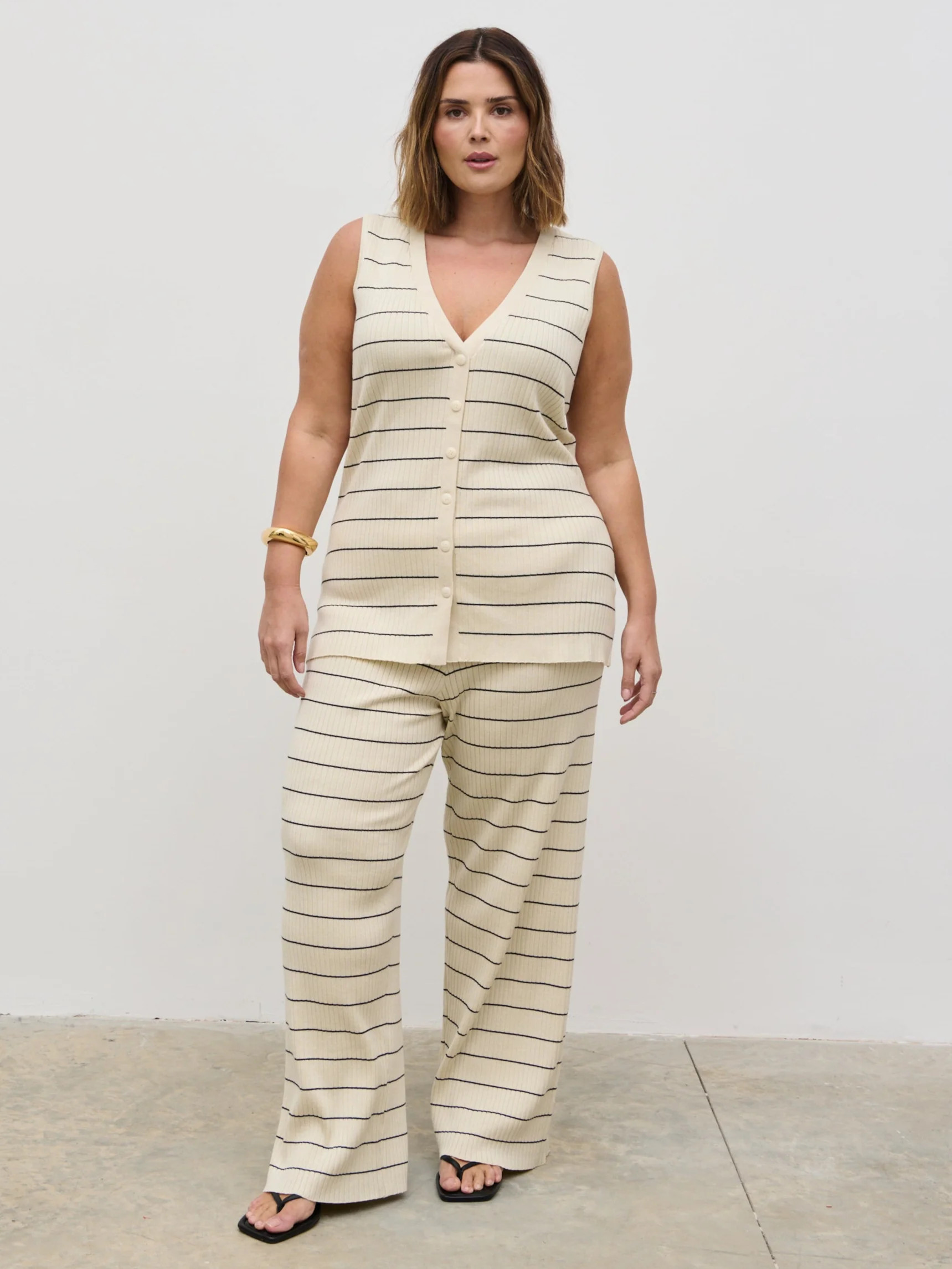 Hattie Stripe Knit Trousers Curve | Pretty Lavish (UK)