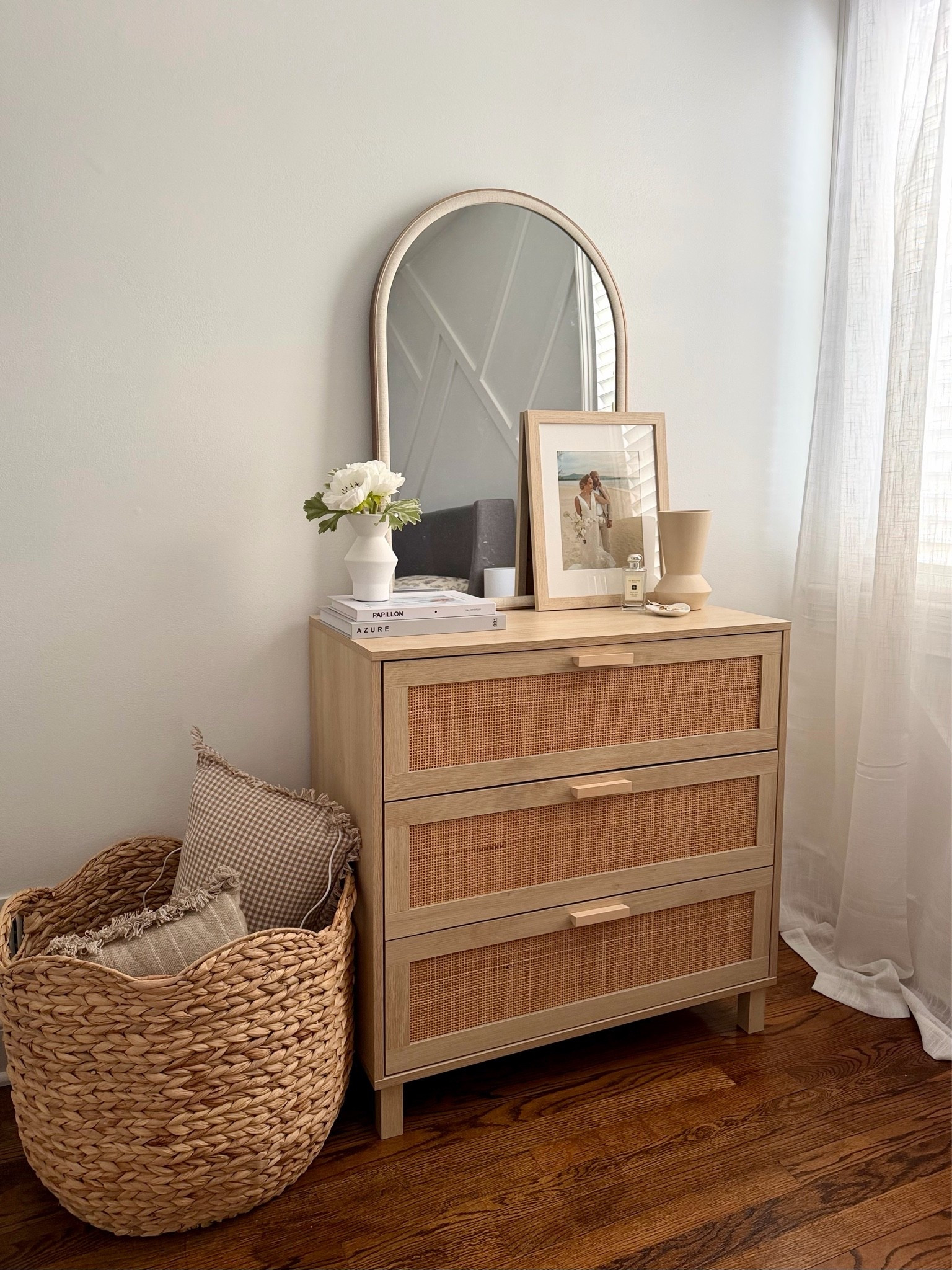 coastal-cottage bedroom inspo
wicker basket with scalloped detail
rattan dresser
arched mirror | arched vanity mirror
light wooden dresser
master bedroom decor
coastal bedroom inspo
modern master bedroom
neutral bedroom inspiration
white bedroom decor
serena and lily look for less
serena & lily inspired bedroom
rattan pendant light
coastal light fixtures
coastal style lighting 
scalloped woven baskets
white and tan style decor
light & bright, neutral bedroom inspo

#LTKSeasonal #LTKHome #LTKSaleAlert