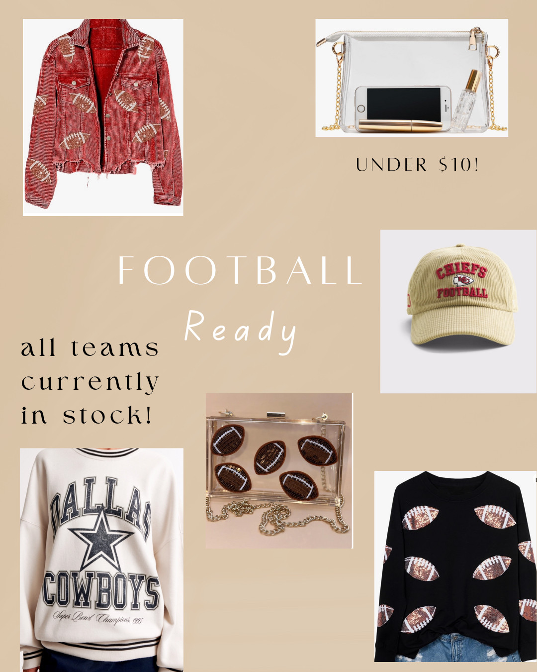 Football ready with the cutest finds! All teams currently in stock in the sweatshirt! #etsy #football #footballoutfit 

 #LTKFindsUnder50 #LTKFindsUnder100 #LTKStyleTip