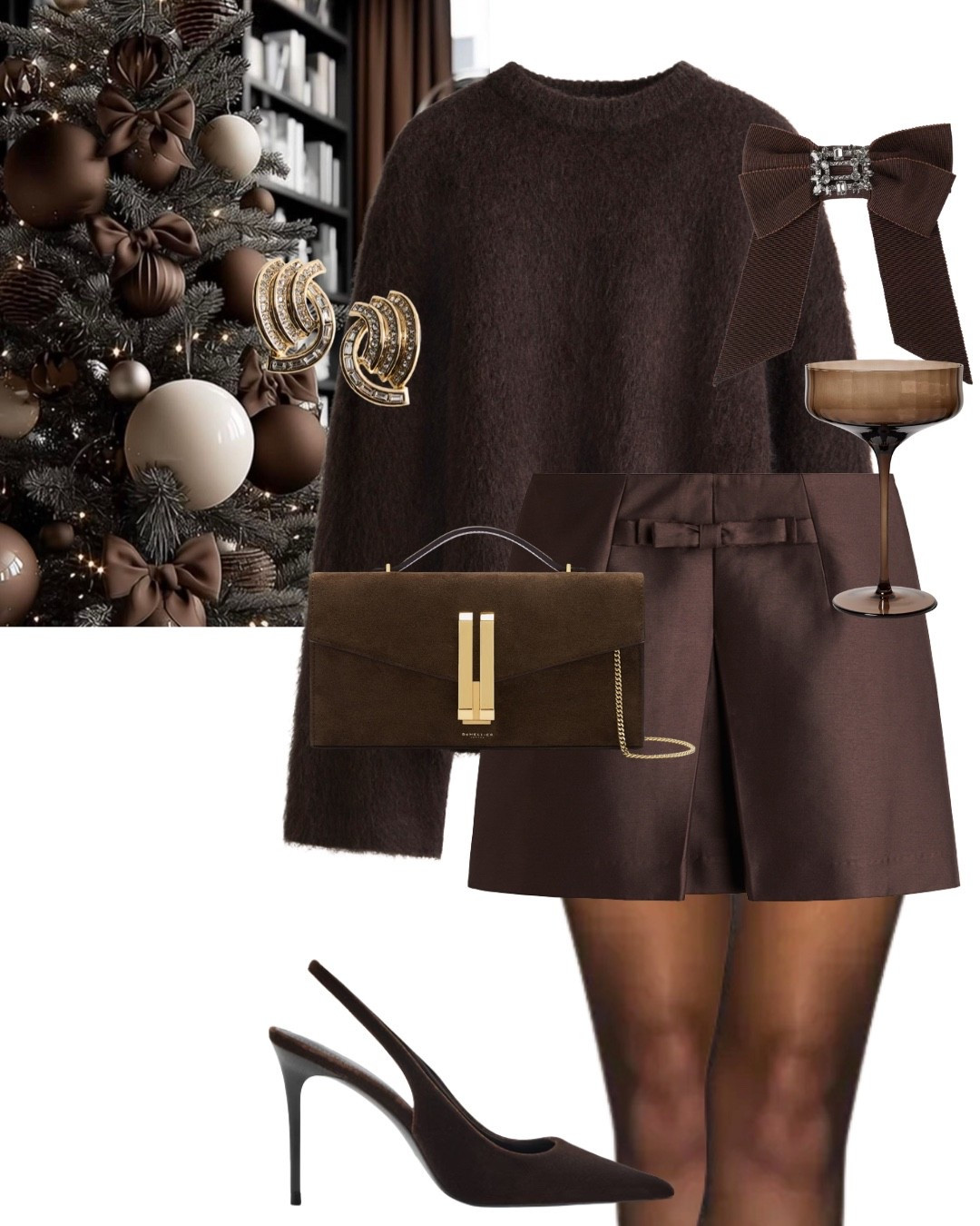 BROWN PARTY LOOK - styling this new in £19.99 satin bow skirt. Perfect if you don’t love a sequin skirt but still want to be dressy 

#hm #partywear #skirt 

#LTKpartywear #LTKwinter #LTKfestive