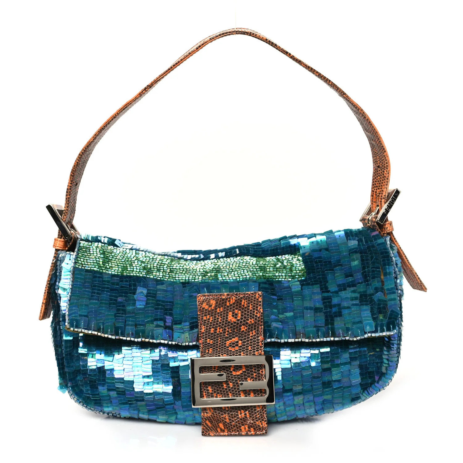 Sequin Beaded Lizard Baguette Verde Arancio | FASHIONPHILE (US)