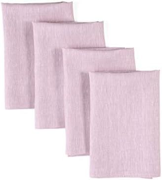 Solino Home 100% Pure Linen Dinner Napkins - 20 x 20 Inch Pink, Set of 4 Linen Napkins, Athena - ... | Amazon (US)