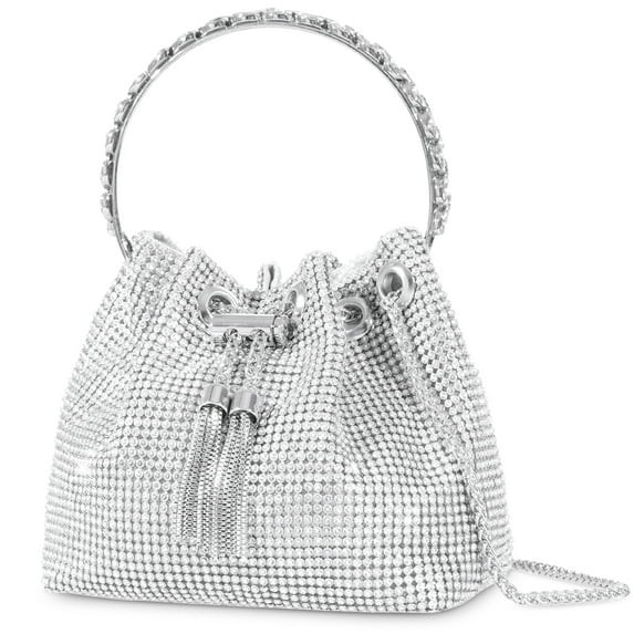 Locbbie Women's Rhinestone Clutch, Silver Tassels Cross Body Bag, 1-Piece | Walmart (US)