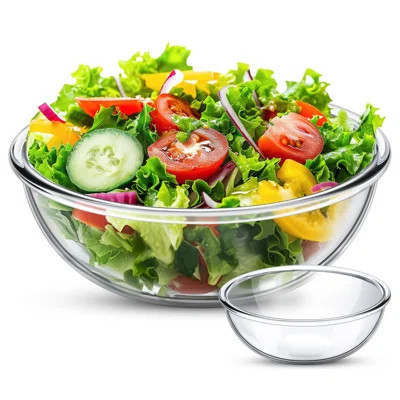 6.5 Qt Extra Large Glass Mixing Bowls Clear Glass Salad Cooking Bowls For Kitchen Salad Bread Storage, Dishwasher, Freezer, Microwave | Wayfair North America