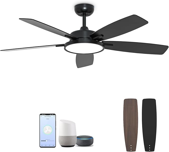 52 Inch Smart Ceiling Fan with Light,Ultra Silent Reversible DC Motor Fan Remote Control Compatib... | Amazon (US)