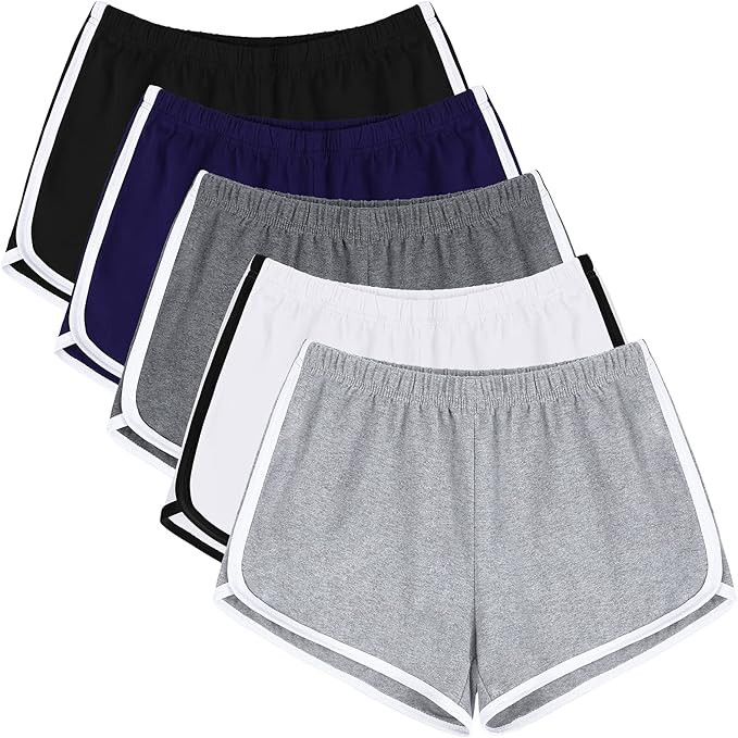 URATOT 5 Pack Women's Cotton Yoga Dance Short Pants Sport Shorts Summer Athletic Cycling Hiking S... | Amazon (US)