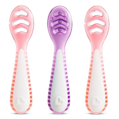 Munchkin Gentle Dip Self-Feeding Spoons - Coral/Purple - 3pk | Target