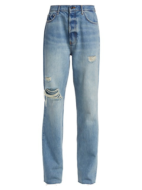 ANINE BING Olsen High-Rise Distressed Straight-Leg Jeans | Saks Fifth Avenue