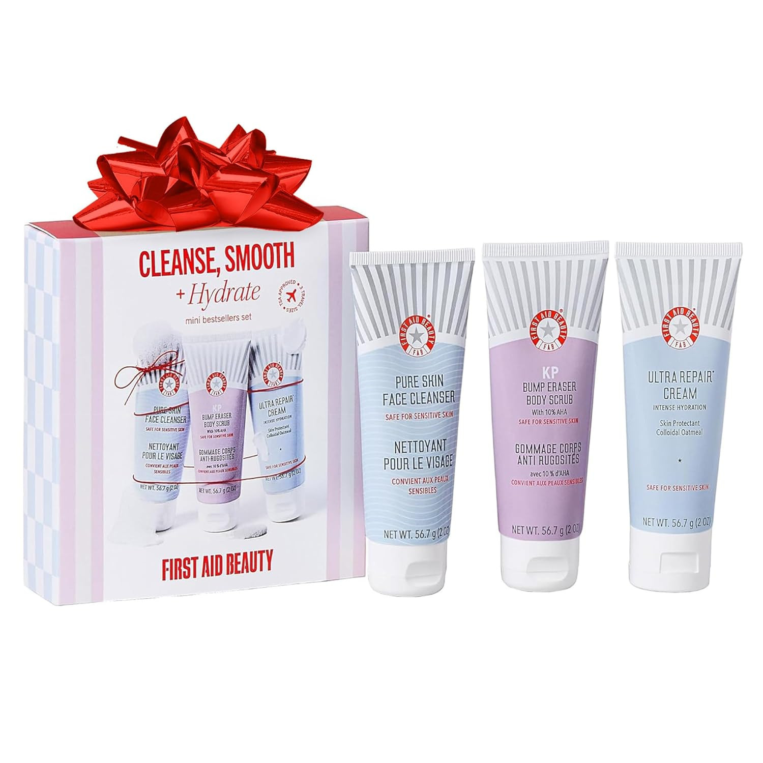 First Aid Beauty Cleanse, Smooth + Hydrate Kit - Skin Care Gift Set with Travel Size Facial Clean... | Amazon (US)
