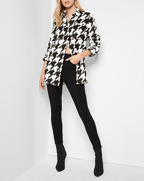 Houndstooth Shirt Jacket | Express
