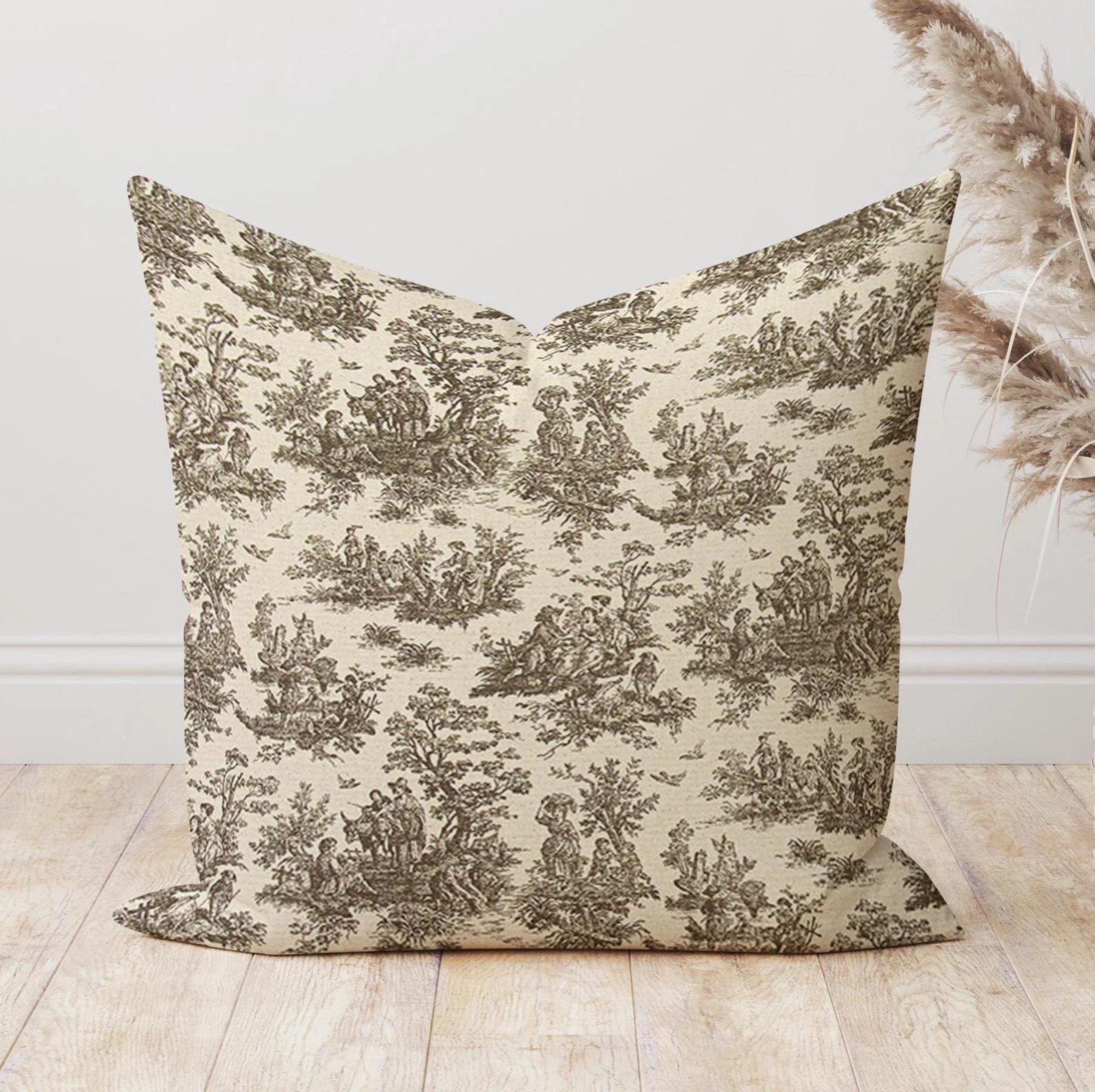 Chestnut Brown Colonial Toile Pillow Cover | Wayfair North America