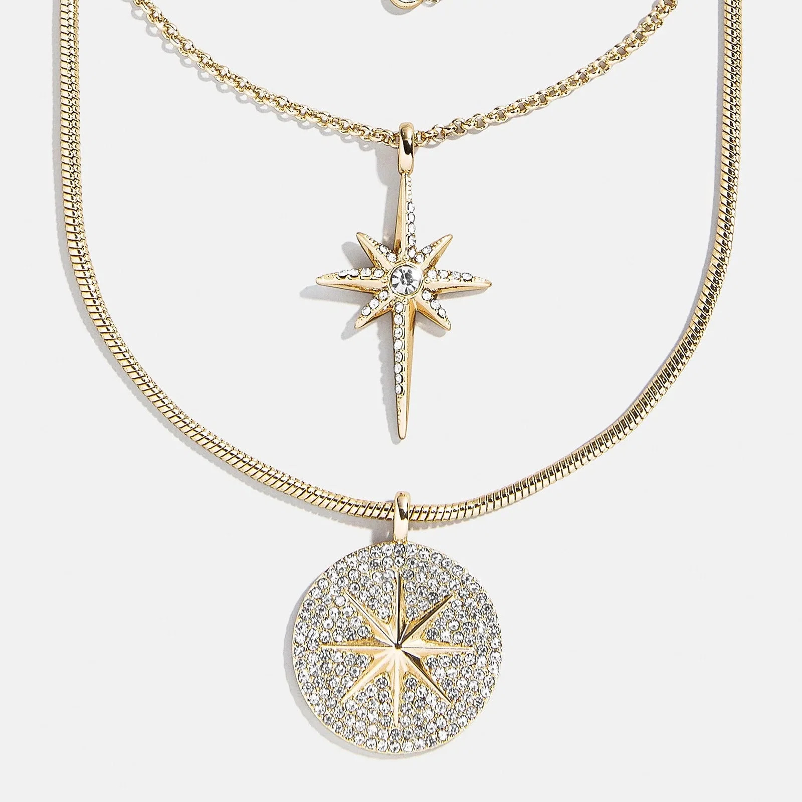 Lyra Celestial Layered Necklace - Gold/Pav\u00e9 | BaubleBar