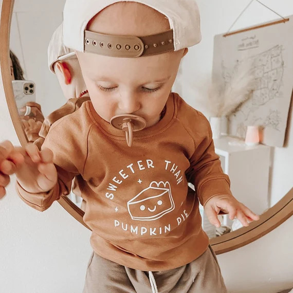 Kids Fall Shirt, Fall Baby Shirt, Baby First Thanksgiving, Sweeter Than Pumpkin Pie, Organic Ligh... | Etsy (US)