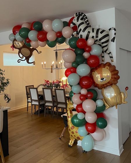 Young, wild and three birthday party! Did a mix of balloon arch & animal balloons all from Etsy. Balloon pump from Amazon helps so much for this 😆 

#LTKkids #LTKfamily #LTKparties