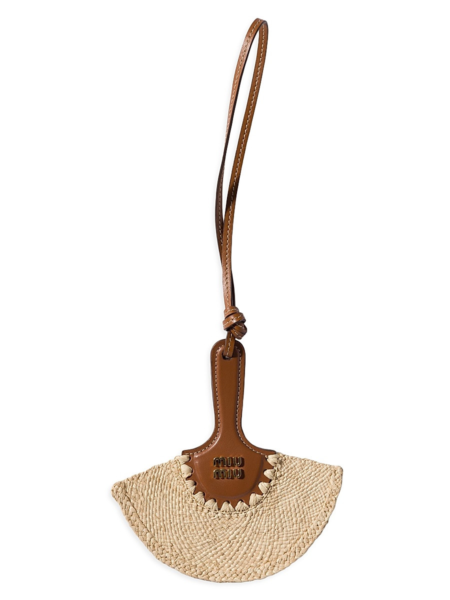 Women's Raffia and Leather Trick Charm - Beige Khaki | Saks Fifth Avenue