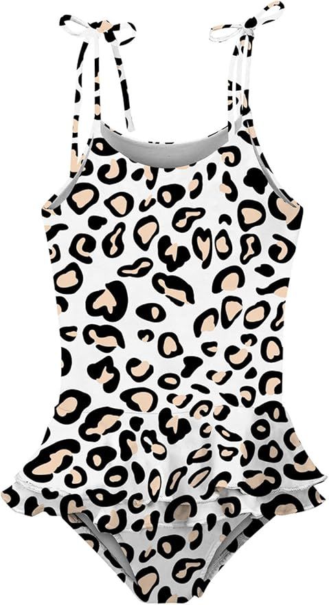 Girls One-Piece Swimsuit Adjustable Straps Tankini Swimwear Ruffled Bathing Suit with Sun Protect... | Amazon (US)
